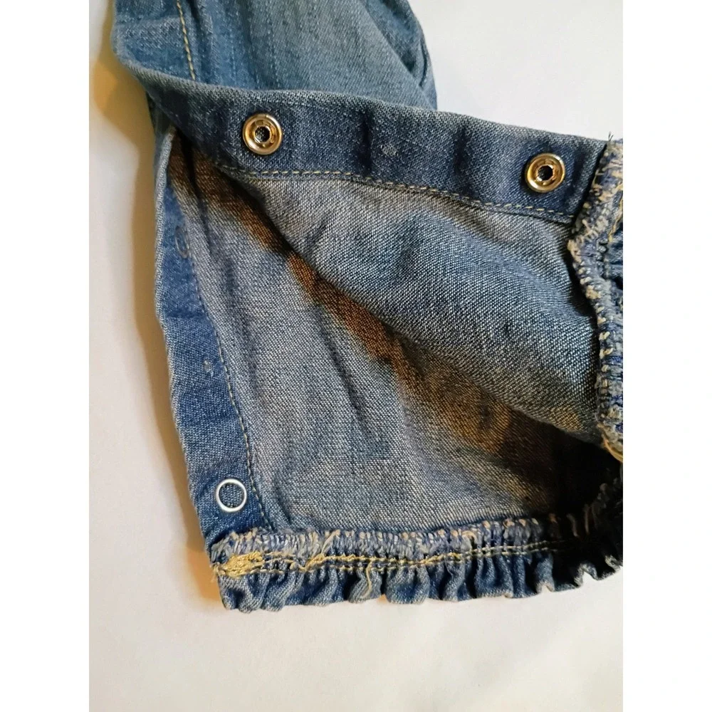 OshKosh Bgosh Denim Overalls Flower Applique Kids 18 Months‎